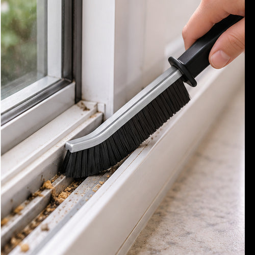 EdgeReach Crevice Cleaning Brush cleaning a window track