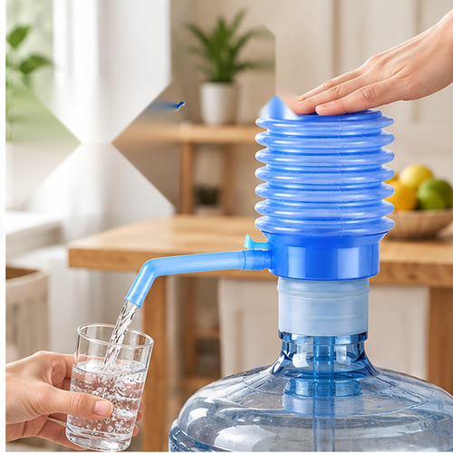 AquaPress Manual Water Dispenser in use on a large water bottle